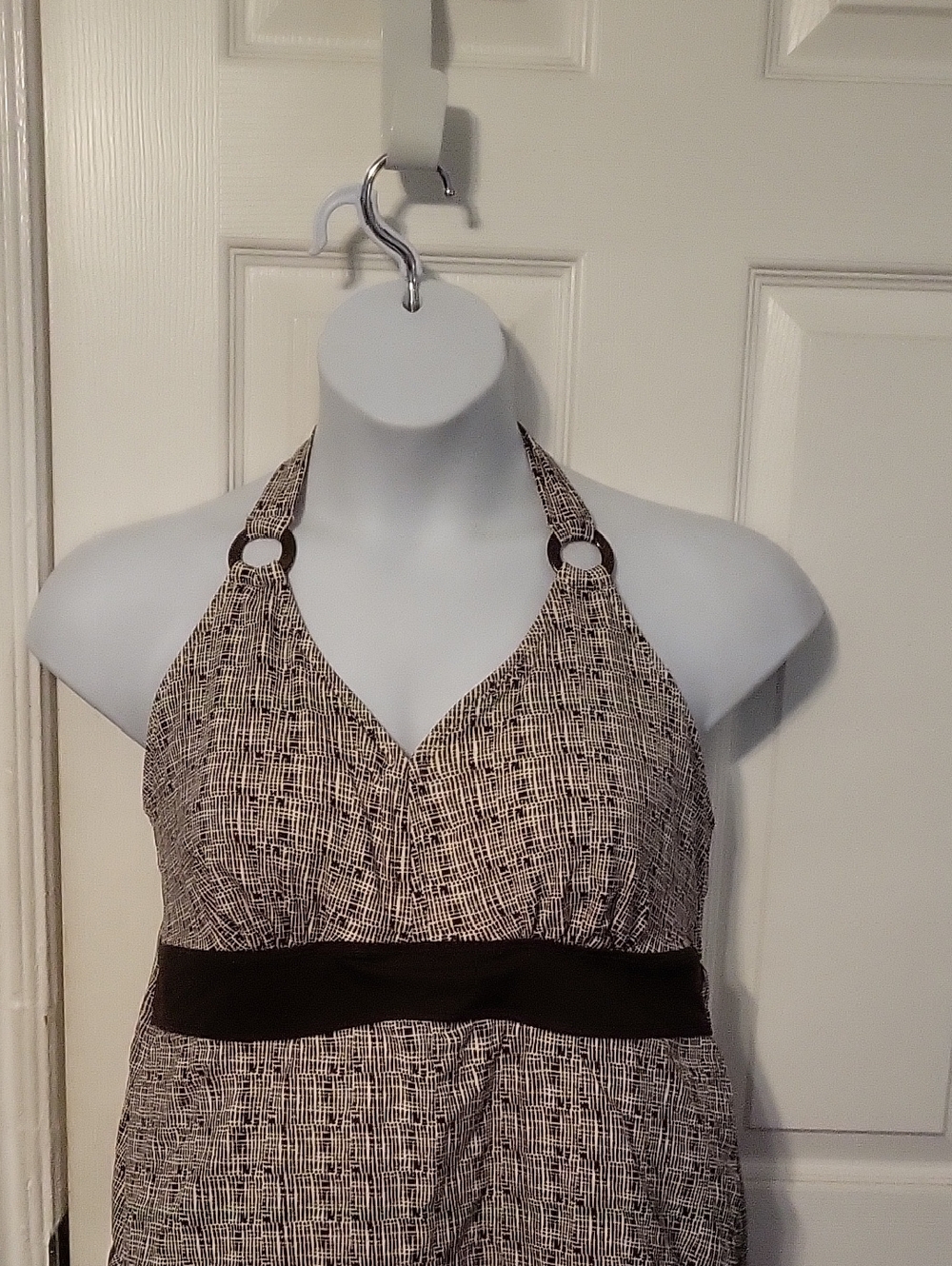 Merona Brown and White Halter  Tankini Top